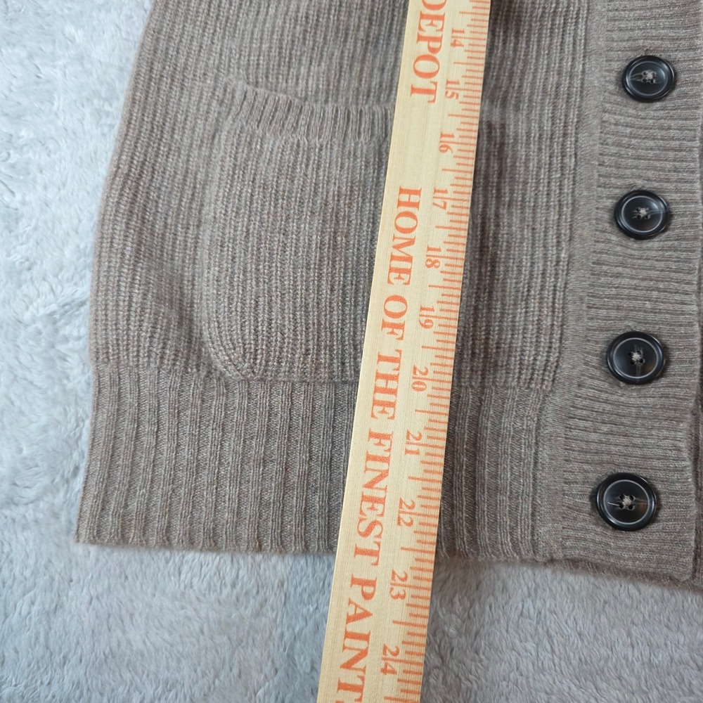 White + Warren Women XS Taupe Boyfriend 100% Cashmere V-Neck Cardigan Sweater - Picture 6 of 8